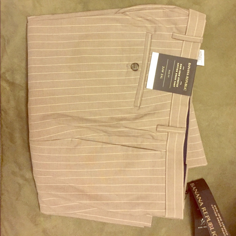 NWT Men's Slim Non-Iron Stretch Stripe Pant